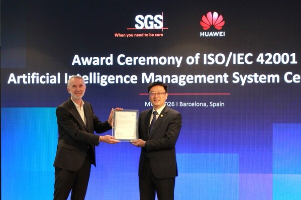 SGS授予华为ISO/IEC 42001人工智能管理体系认证证书  共筑负责任AI发展基石