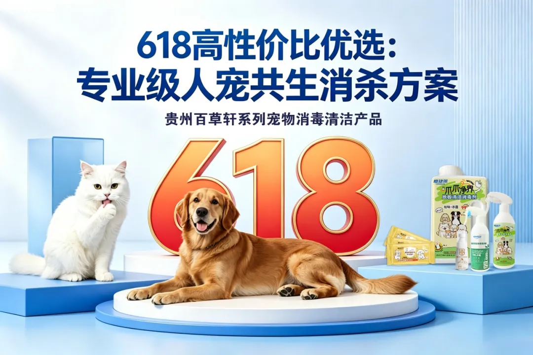 618养宠必囤｜冠军代言+省级认证！贵州百草轩慷捷莱宠物消毒用品，靠谱之选