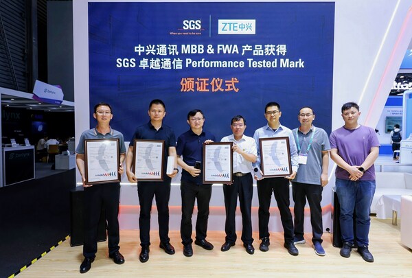 SGS为中兴通讯MBB & FWA颁发SGS Performance Tested Mark，以数字信任共启AI连接新时代
